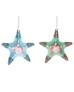 Gisela Graham Under The Sea Blue and Green Gold Glass Starfish (Pair)